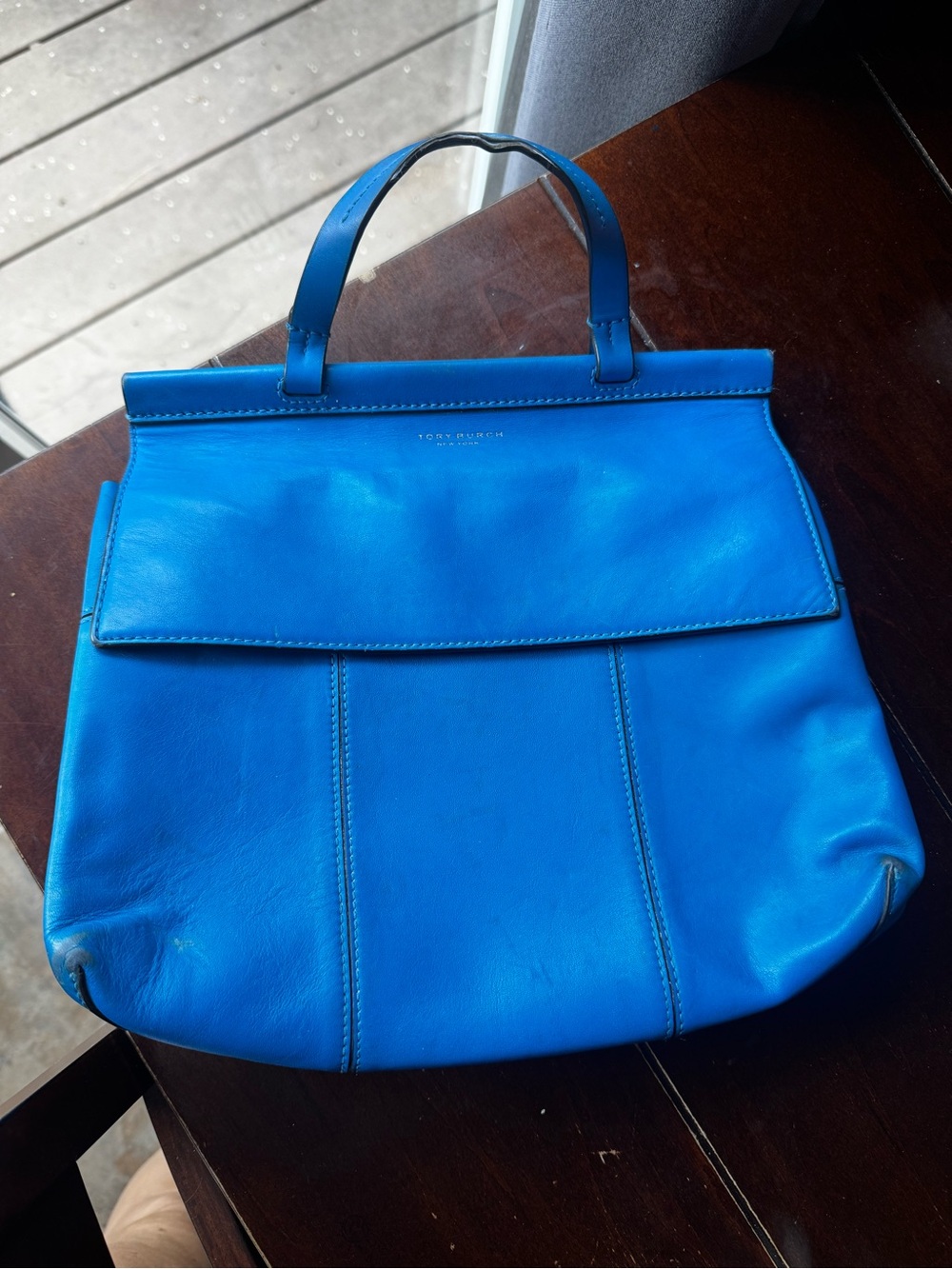 Tory Burch Cobalt Blue Leather Top-Handle Tote